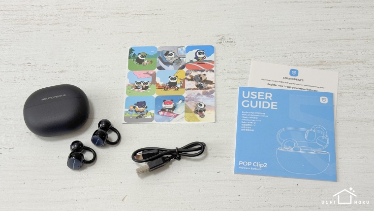 SOUNDPEATS UU2 popclip2 ワイヤレスイヤホン　イヤーカフ型　レビュー 内容物